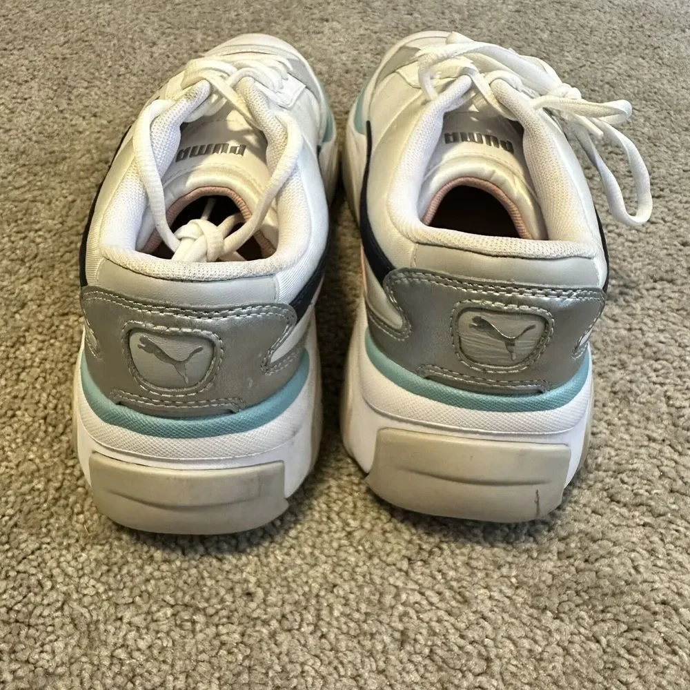 Puma Storm.Y Women Size 9 Peacock White Metallic Athletic Shoes‎